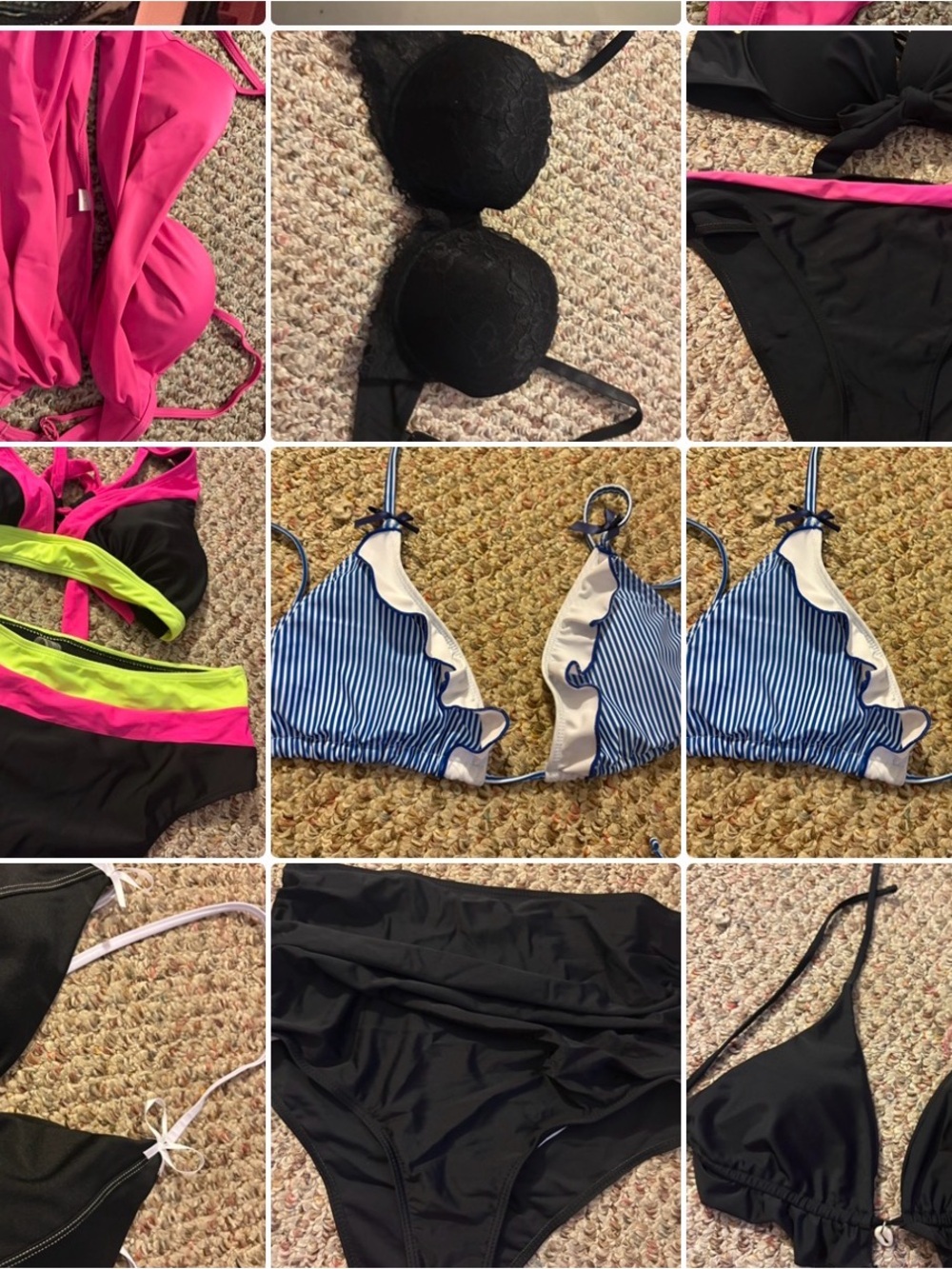 SHEIN Mixed Color Women’s Bikini Set - Black, Hot Pink, Neon Yellow, Blue, White